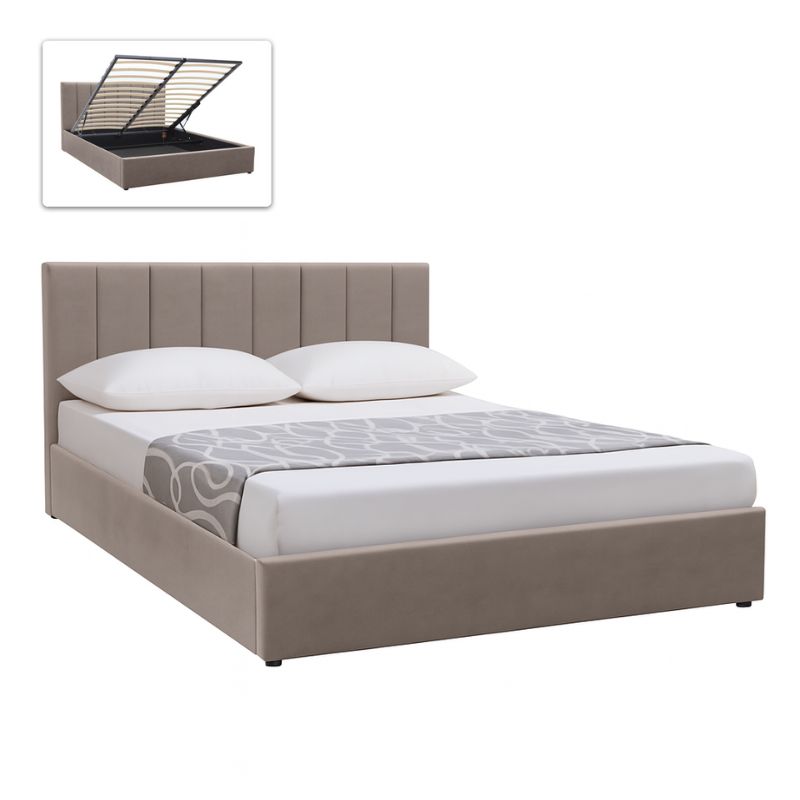 Κρεβάτι Renata Megapap υφασμάτινο με αποθηκευτικό χώρο χρώμα μπεζ 160x200εκ. Κρεβάτι Renata Megapap υφασμάτινο με αποθηκευτικό χώρο χρώμα μπεζ 160x200εκ.