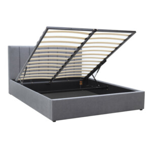 Κρεβάτι Renata Megapap υφασμάτινο με αποθηκευτικό χώρο χρώμα γκρι 160x200εκ. - Image 4