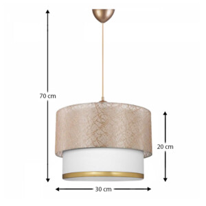 Φωτιστικό οροφής Barnhart Megapap υφασμάτινο μονόφωτο χρώμα χρυσό/κρεμ 30x20x70εκ. - Image 3