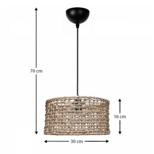 Φωτιστικό οροφής Montela Megapap E27 από σχοινί μονόφωτο χρώμα φυσικό Ø30x70εκ. - Image 3