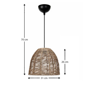 Φωτιστικό οροφής Cascais Megapap E27 από σχοινί μονόφωτο χρώμα φυσικό Ø31x70εκ. - Image 3