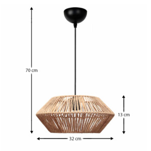 Φωτιστικό οροφής Castel Megapap E27 από σχοινί μονόφωτο χρώμα φυσικό Ø32x70εκ. - Image 3