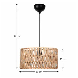 Φωτιστικό οροφής Sarkiz Megapap E27 από σχοινί μονόφωτο χρώμα φυσικό Ø30x70εκ. - Image 3
