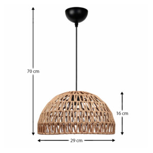 Φωτιστικό οροφής Karon Megapap E27 από σχοινί μονόφωτο χρώμα φυσικό Ø29x70εκ. - Image 3