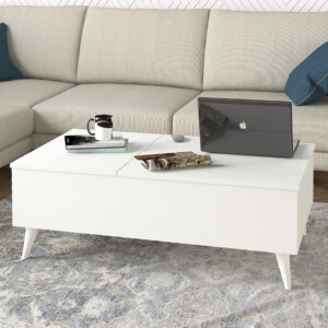 Τραπεζάκι σαλονιού Roy Megapap με σερβιτόρο χρώμα λευκό 121x69x40εκ. - Image 2