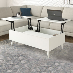 Τραπεζάκι σαλονιού Roy Megapap με σερβιτόρο χρώμα λευκό 121x69x40εκ. - Image 3