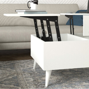 Τραπεζάκι σαλονιού Roy Megapap με σερβιτόρο χρώμα λευκό 121x69x40εκ. - Image 4