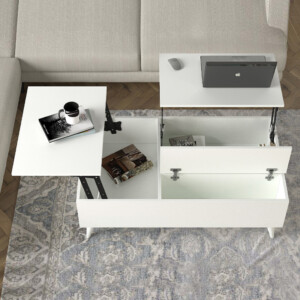 Τραπεζάκι σαλονιού Roy Megapap με σερβιτόρο χρώμα λευκό 121x69x40εκ. - Image 5