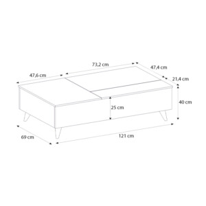 Τραπεζάκι σαλονιού Roy Megapap με σερβιτόρο χρώμα λευκό 121x69x40εκ. - Image 8