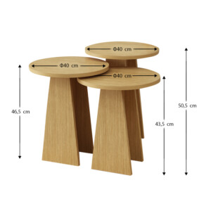 Τραπεζάκια βοηθητικά σετ 3 τμχ Como Megapap χρώμα oak - Image 4