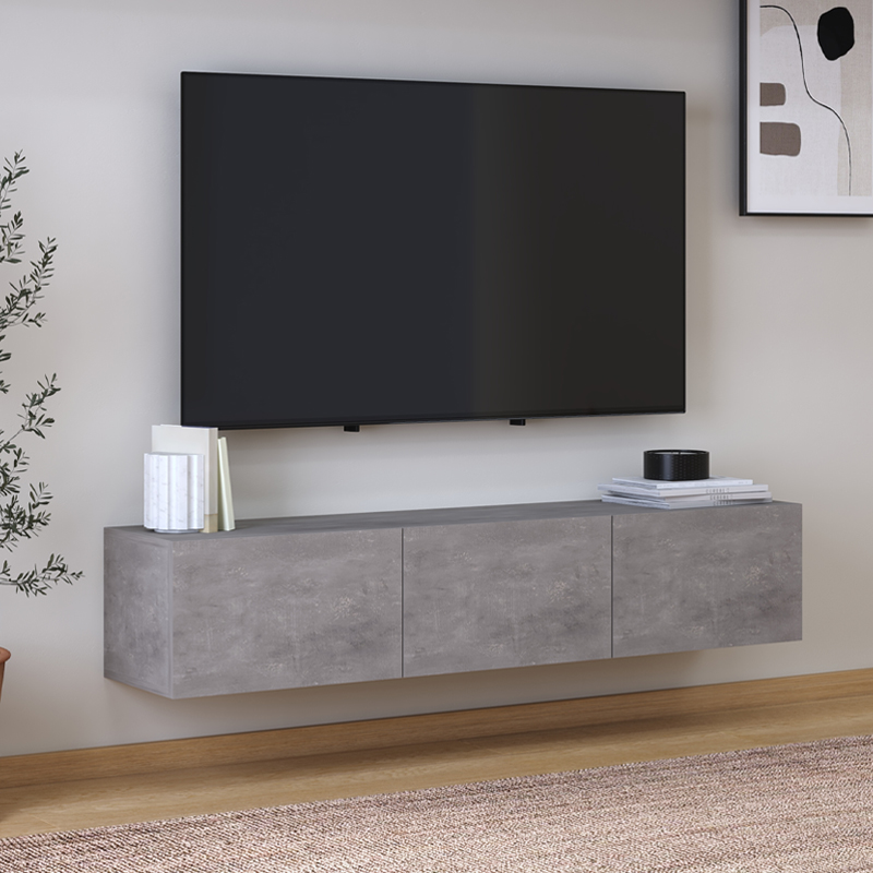 Έπιπλο τηλεόρασης επιτοίχιο Palm Megapap χρώμα γκρι ρετρό 150x32x30εκ. Έπιπλο τηλεόρασης επιτοίχιο Palm Megapap χρώμα γκρι ρετρό 150x32x30εκ.