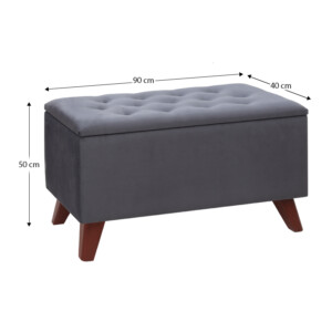 Σκαμπώ - Ταμπουρέ Lotus Megapap βελούδινο χρώμα ανθρακί 90x40x50εκ. - Image 5