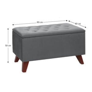 Σκαμπώ - Ταμπουρέ Lotus Megapap βελούδινο χρώμα γκρι 90x40x50εκ. - Image 5