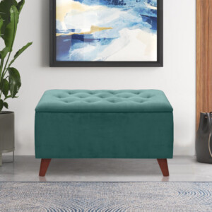 Σκαμπώ - Ταμπουρέ Lotus Megapap βελούδινο χρώμα κυπαρισσί 90x40x50εκ. - Image 2