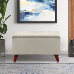 Σκαμπώ - Ταμπουρέ Lotus Megapap βελούδινο χρώμα κρεμ 90x40x50εκ. - Image 3