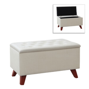 Σκαμπώ - Ταμπουρέ Lotus Megapap βελούδινο χρώμα μπεζ 90x40x50εκ.