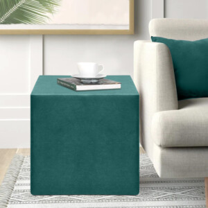 Σκαμπώ April Megapap βελούδινο χρώμα κυπαρισσί 40x40x40εκ. - Image 2