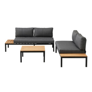 Σαλόνι κήπου Echo Megapap σετ 3 τμχ μέταλλο - ξύλο χρώμα μαύρο - γκρι - Image 3