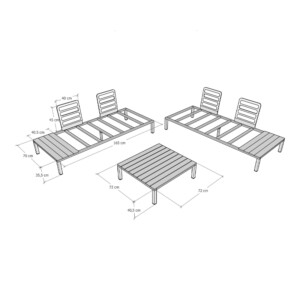 Σαλόνι κήπου Echo Megapap σετ 3 τμχ μέταλλο - ξύλο χρώμα μαύρο - γκρι - Image 4