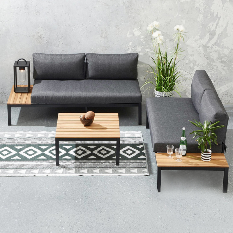 Σαλόνι κήπου Echo Megapap σετ 3 τμχ μέταλλο - ξύλο χρώμα μαύρο - γκρι Σαλόνι κήπου Echo Megapap σετ 3 τμχ μέταλλο - ξύλο χρώμα μαύρο - γκρι