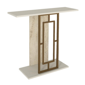 Κονσόλα Alderas Megapap χρώμα sandstone - travertine - χρυσό 90x29,6x76,8εκ. - Image 5