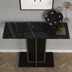 Κονσόλα Brandy Megapap χρώμα μαύρο - μαύρο εφέ μαρμάρου - χρυσό 90x29,6x76,8εκ. - Image 4