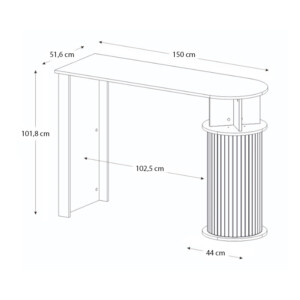 Τραπέζι μπαρ Bohema Megapap χρώμα sepet oak - ivory 150x51,6x101,8εκ. - Image 6