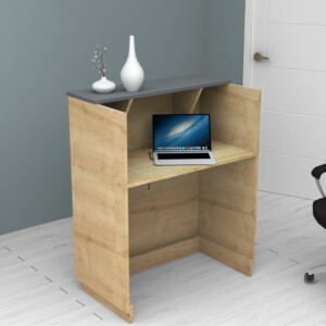 Γραφείο υποδοχής - reception Gemini Megapap χρώμα φυσικό οξιάς - ανθρακί 90x50x110εκ. - Image 2