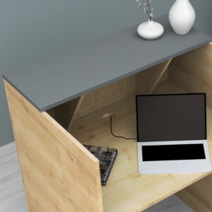 Γραφείο υποδοχής - reception Gemini Megapap χρώμα φυσικό οξιάς - ανθρακί 90x50x110εκ. - Image 4