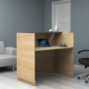 Γραφείο υποδοχής - reception Gemini Megapap χρώμα φυσικό οξιάς - ανθρακί 120x70x110εκ. - Image 2