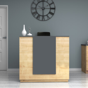 Γραφείο υποδοχής - reception Gemini Megapap χρώμα φυσικό οξιάς - ανθρακί 120x70x110εκ. - Image 3