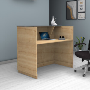 Γραφείο υποδοχής - reception Gemini Megapap χρώμα φυσικό οξιάς - ανθρακί 150x70x110εκ. - Image 2