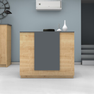 Γραφείο υποδοχής - reception Gemini Megapap χρώμα φυσικό οξιάς - ανθρακί 150x70x110εκ. - Image 3