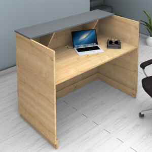 Γραφείο υποδοχής - reception Gemini Megapap χρώμα φυσικό οξιάς - ανθρακί 150x70x110εκ. - Image 4