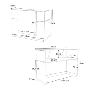 Γραφείο υποδοχής - reception Gemini Megapap χρώμα λευκό 150x70x110εκ. - Image 8
