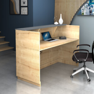 Γραφείο υποδοχής - reception Gemini Megapap χρώμα φυσικό οξιάς - ανθρακί 180x70x110εκ. - Image 2