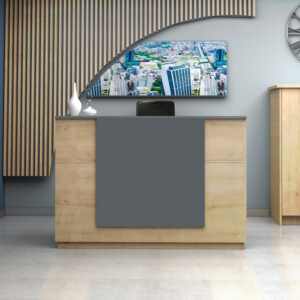 Γραφείο υποδοχής - reception Gemini Megapap χρώμα φυσικό οξιάς - ανθρακί 180x70x110εκ. - Image 3