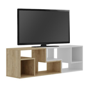 Έπιπλο τηλεόρασης Glis Megapap πολυμορφικό χρώμα sapphire oak - λευκό 145x35x44,8εκ. - Image 4