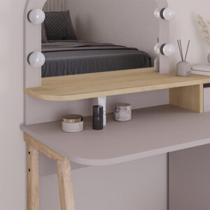 Τουαλέτα με καθρέπτη Avien Megapap χρώμα ανοιχτή μόκα - φυσικό οξιάς 105x51,1x131εκ. - Image 3