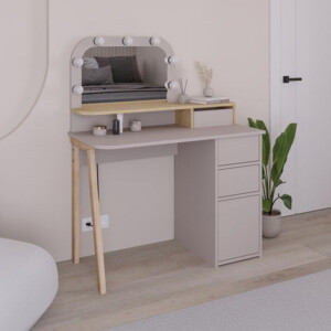 Τουαλέτα με καθρέπτη Avien Megapap χρώμα ανοιχτή μόκα - φυσικό οξιάς 105x51