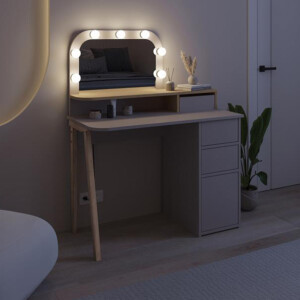 Τουαλέτα με καθρέπτη Avien Megapap χρώμα ανοιχτή μόκα - φυσικό οξιάς 105x51,1x131εκ. - Image 5