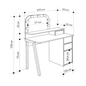 Τουαλέτα με καθρέπτη Avien Megapap χρώμα ανοιχτή μόκα - φυσικό οξιάς 105x51,1x131εκ. - Image 8