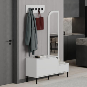 Έπιπλο εισόδου Mila Megapap με κρεμάστρα χρώμα λευκό 120x37x171,6εκ. - Image 3