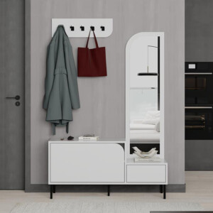 Έπιπλο εισόδου Mila Megapap με κρεμάστρα χρώμα λευκό 120x37x171