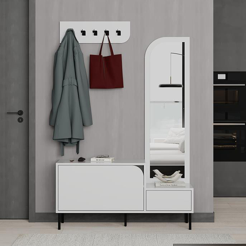 Έπιπλο εισόδου Mila Megapap με κρεμάστρα χρώμα λευκό 120x37x171