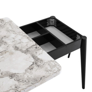 Τραπέζι Dolunay Megapap επεκτεινόμενο χρώμα λευκό εφέ μαρμάρου - μαύρο 100x60(120x100)x79,5εκ. - Image 3