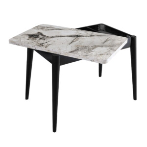 Τραπέζι Dolunay Megapap επεκτεινόμενο χρώμα λευκό εφέ μαρμάρου - μαύρο 100x60(120x100)x79,5εκ. - Image 4