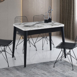 Τραπέζι Dolunay Megapap επεκτεινόμενο χρώμα λευκό εφέ μαρμάρου - μαύρο 100x60(120x100)x79,5εκ. - Image 7
