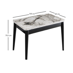 Τραπέζι Dolunay Megapap επεκτεινόμενο χρώμα λευκό εφέ μαρμάρου - μαύρο 100x60(120x100)x79,5εκ. - Image 8
