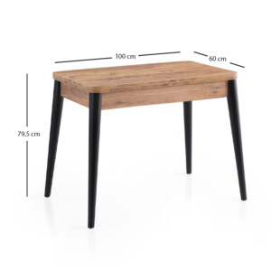 Τραπέζι Dolunay Megapap επεκτεινόμενο χρώμα atlantic pine - μαύρο 100x60(120x100)x79,5εκ. - Image 8